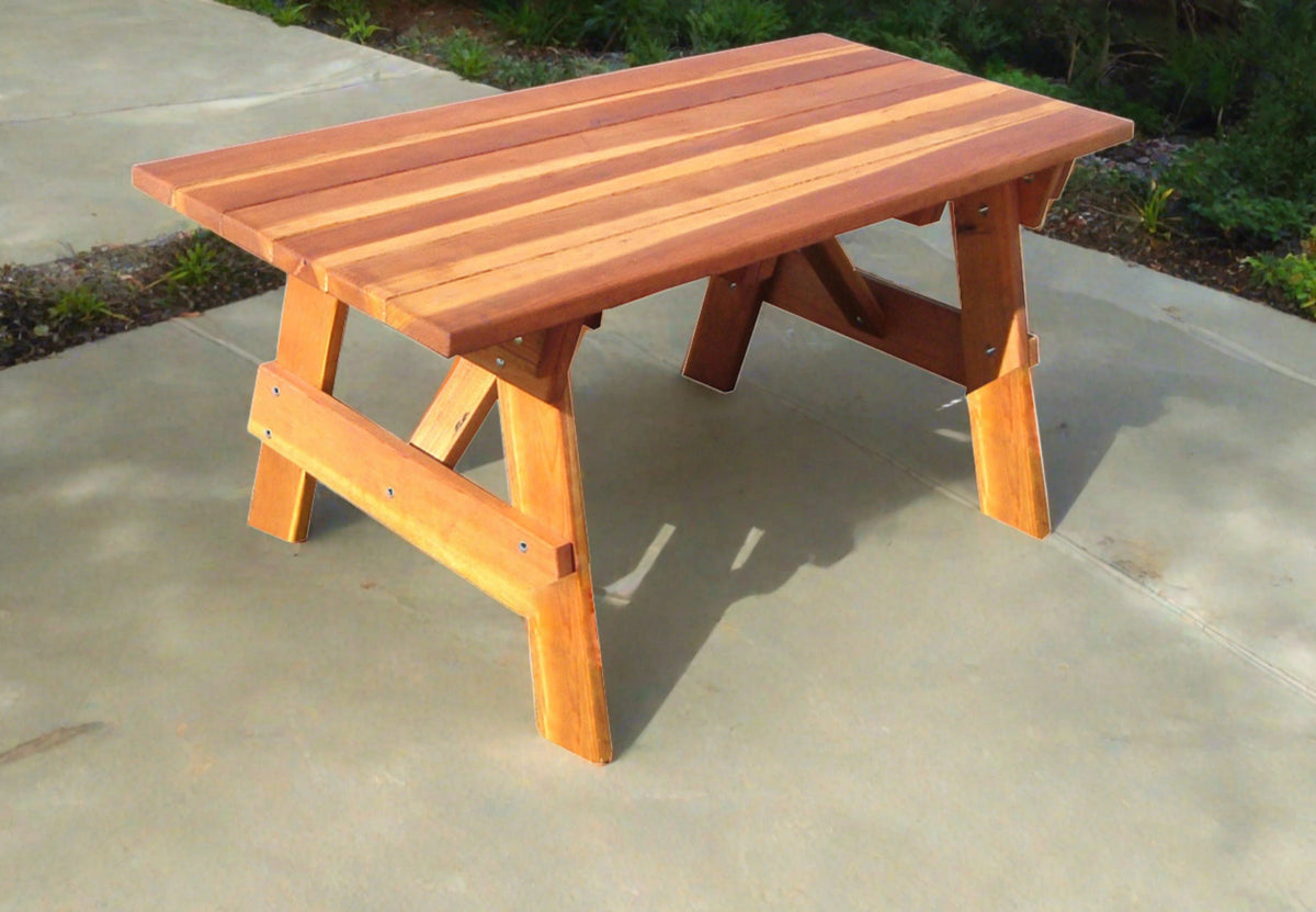 Outdoor Furniture Redwood Picnic Table With Detached Benches