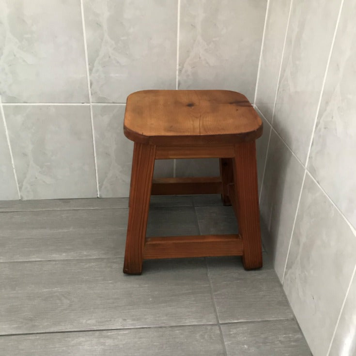 Redwood Foot Stool, Stable Stool with Flared-Leg Design