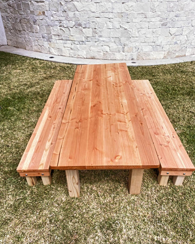 Kids Wooden Dining Table With Benches - Best Redwood