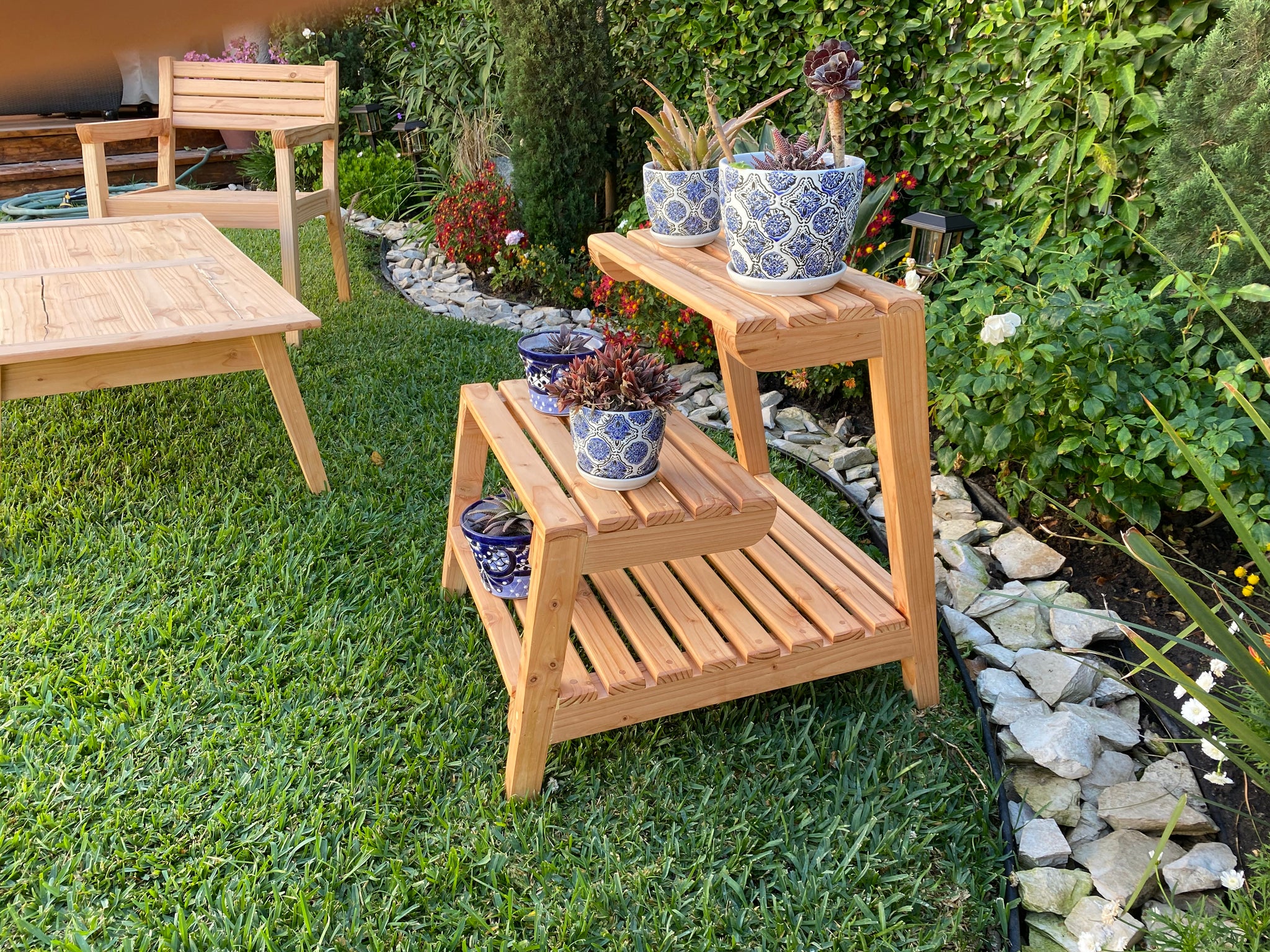 plant pot outdoor stand Modern Patio Redwood Plant Stand - Planter Boxes