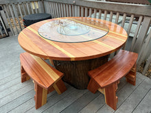 Load image into Gallery viewer, Super Deck Round Redwood Picnic Table - Best Redwood