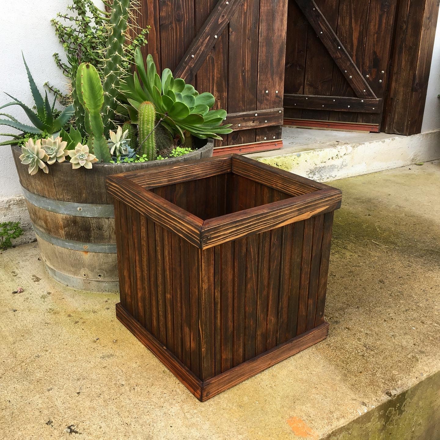 wooden box planters design San Clemente Redwood Planter Boxes - Best Redwood