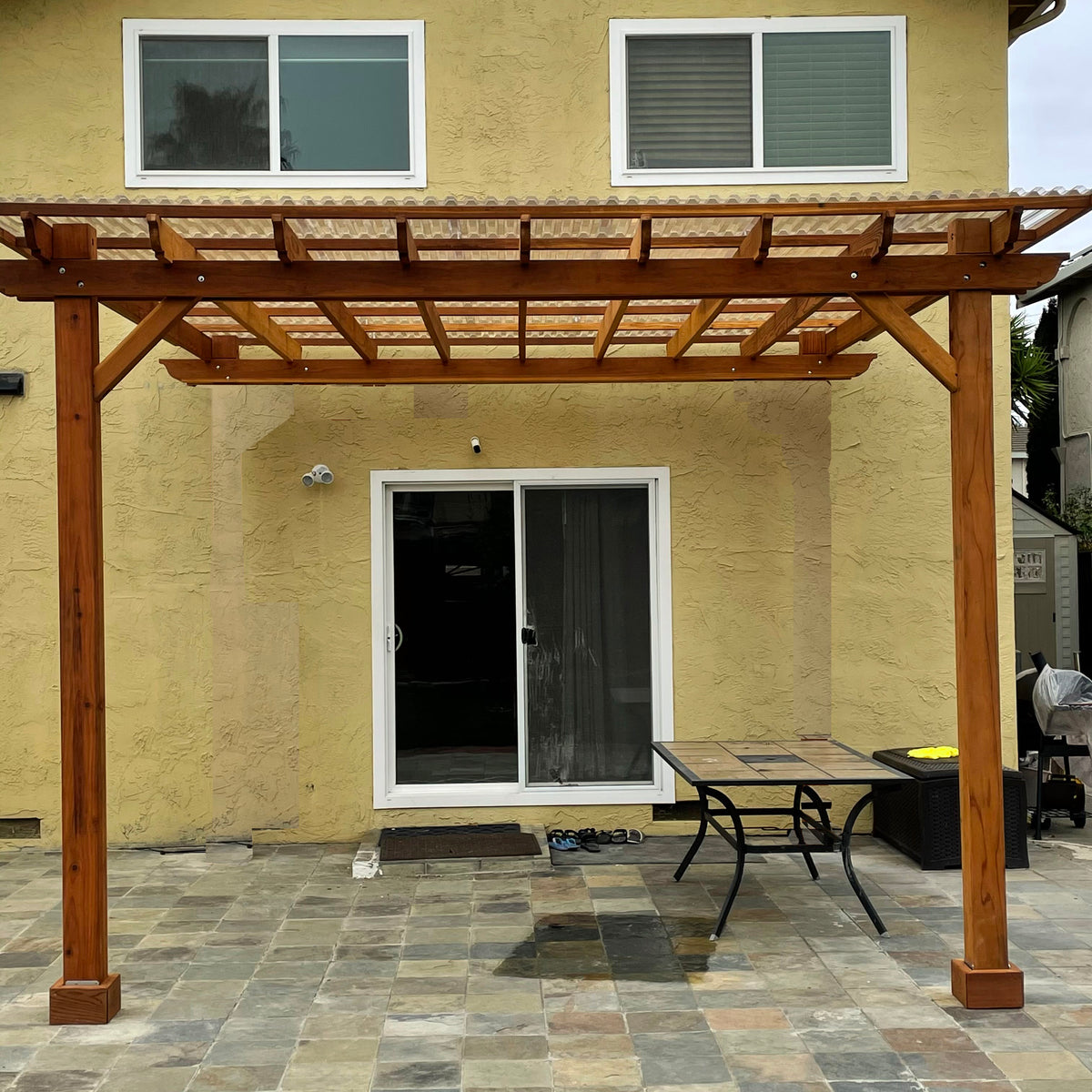 Outdoor Super Deck Attached Redwood Pergola - Home Delivery – Best Redwood