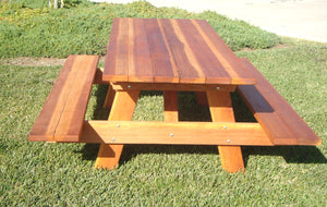 Outdoor Super Deck Redwood Picnic Table - Best Redwood