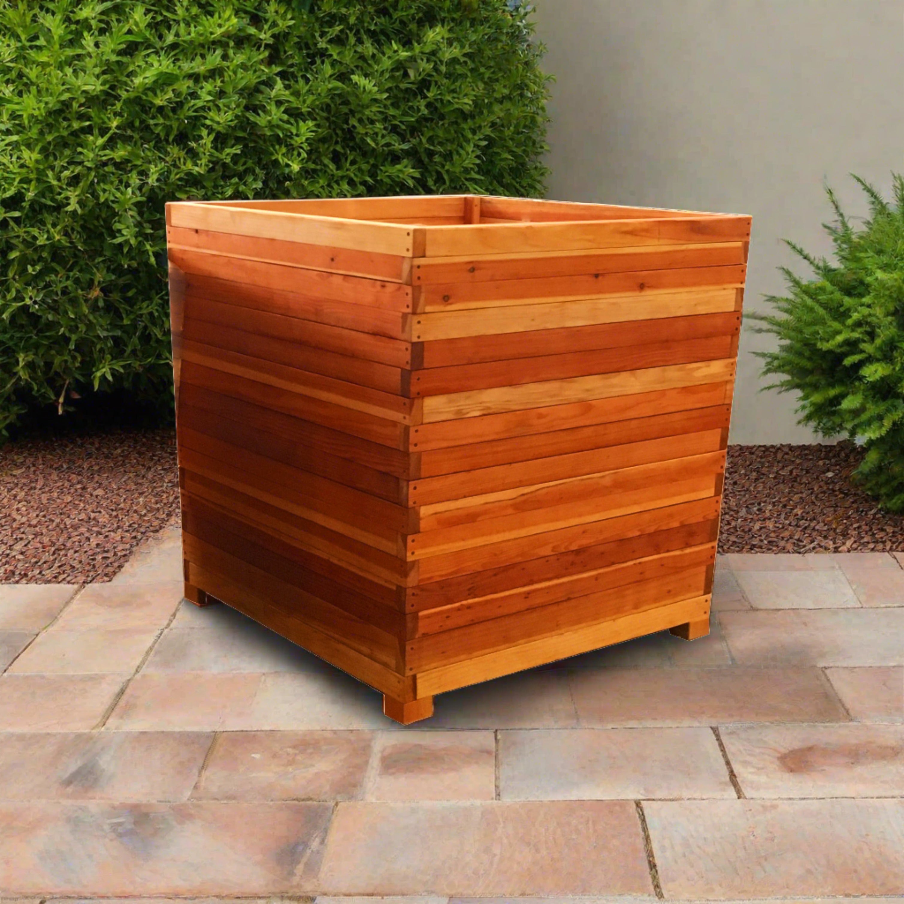 square wooden box planters Santa Fe Redwood Planter Box - from Best Redwood