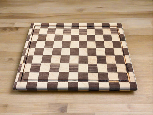 Maple and Walnut Checker Side-grain Cutting Board - Best Redwood