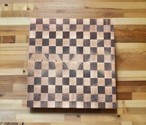 Maple and Walnut Checker End-grain Cutting Board - Best Redwood