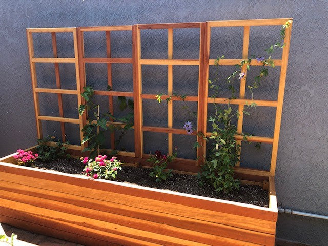 6ft planter box with trellis San Laura's Redwood Planter Box with Trellis